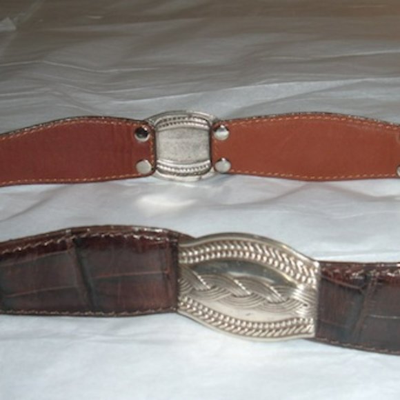 FOSSIL LEATHER BELT WITH SILVER HARDWARE SIZE MEDIUM - Picture 6 of 9